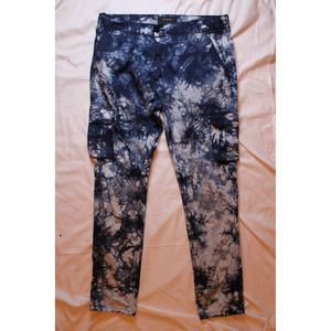Blue and White Tie-Dye Men's Pants - 38